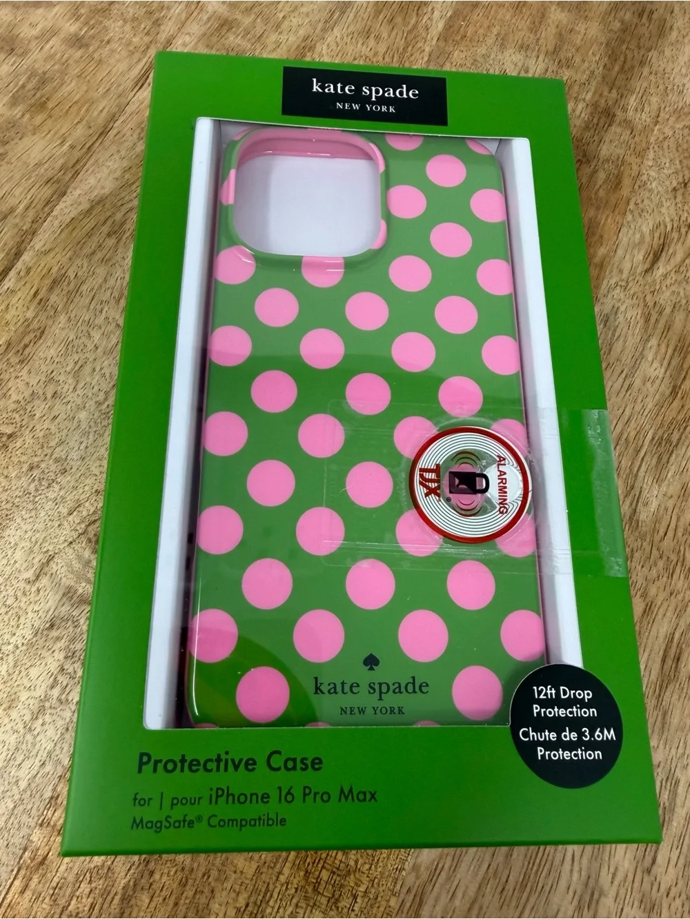 kate spade New York Green and Pink Polka Dot iPhone 16 Pro Max Case MagSafe